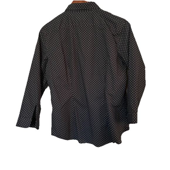 Lauren Ralph Lauren Button Down 3/4 Sleeve Non Iron Black Polka Dot Shirt Size L - Picture 7 of 12